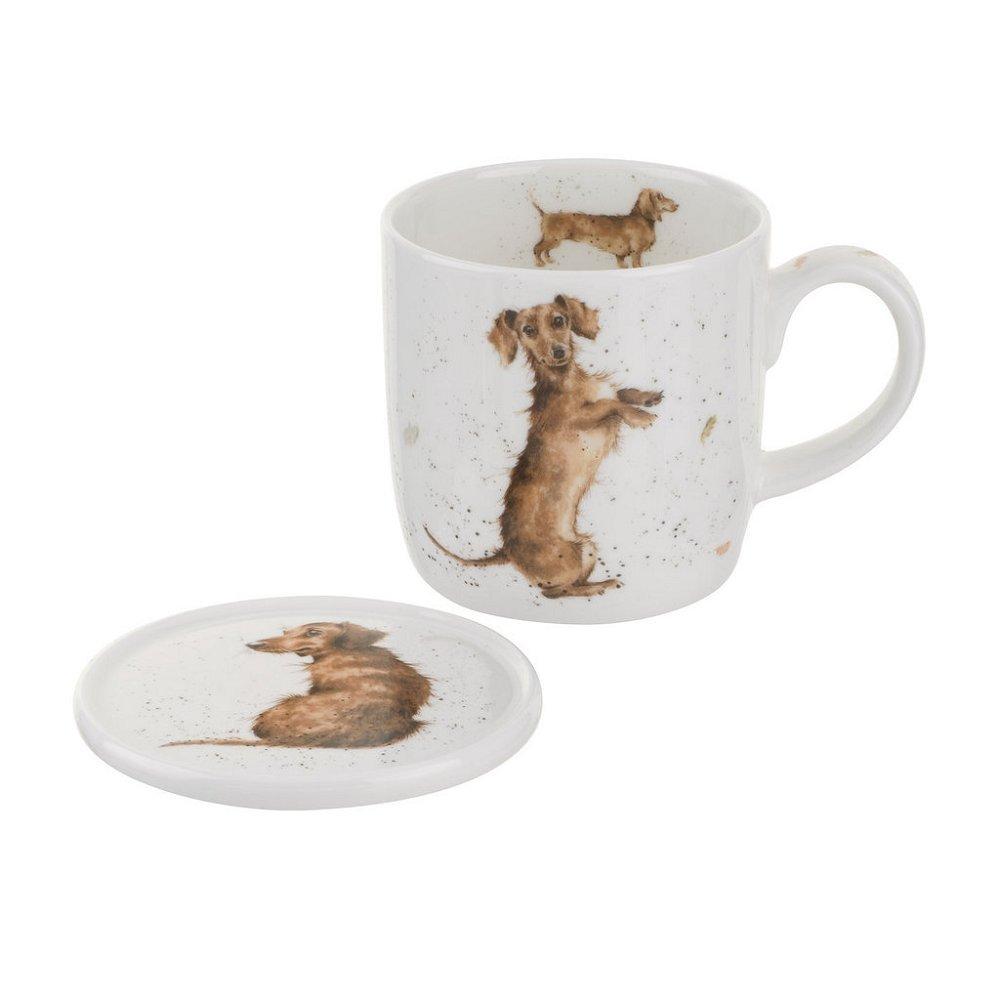 Royal Worcester Wrendale Designs Hello Sausage Mug and Coaster Set