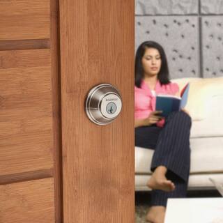 Baldwin Prestige Satin Nickel Single Cylinder Round Deadbolt Featuring SmartKey Security 380 RDB 15 SMT CP RCAL