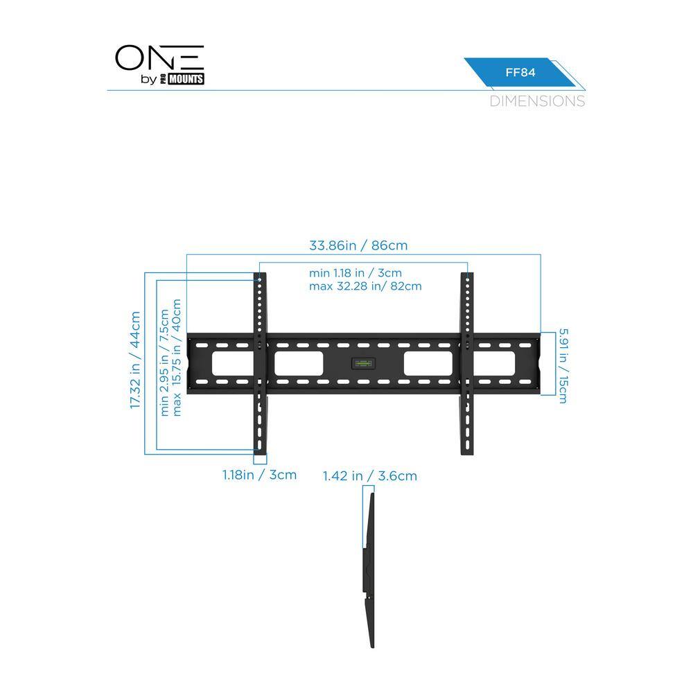 ProMounts Extra Large Flat TV Wall Mount for 50-90 in. 165lbs. VESA 200x200 to 800x400 TouchTilt Technology and Locking brackets FF84