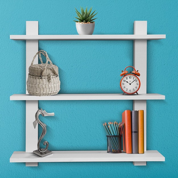 Sorbus Decorative Asymmetric Square Floating Wall Shelf Set Of 3