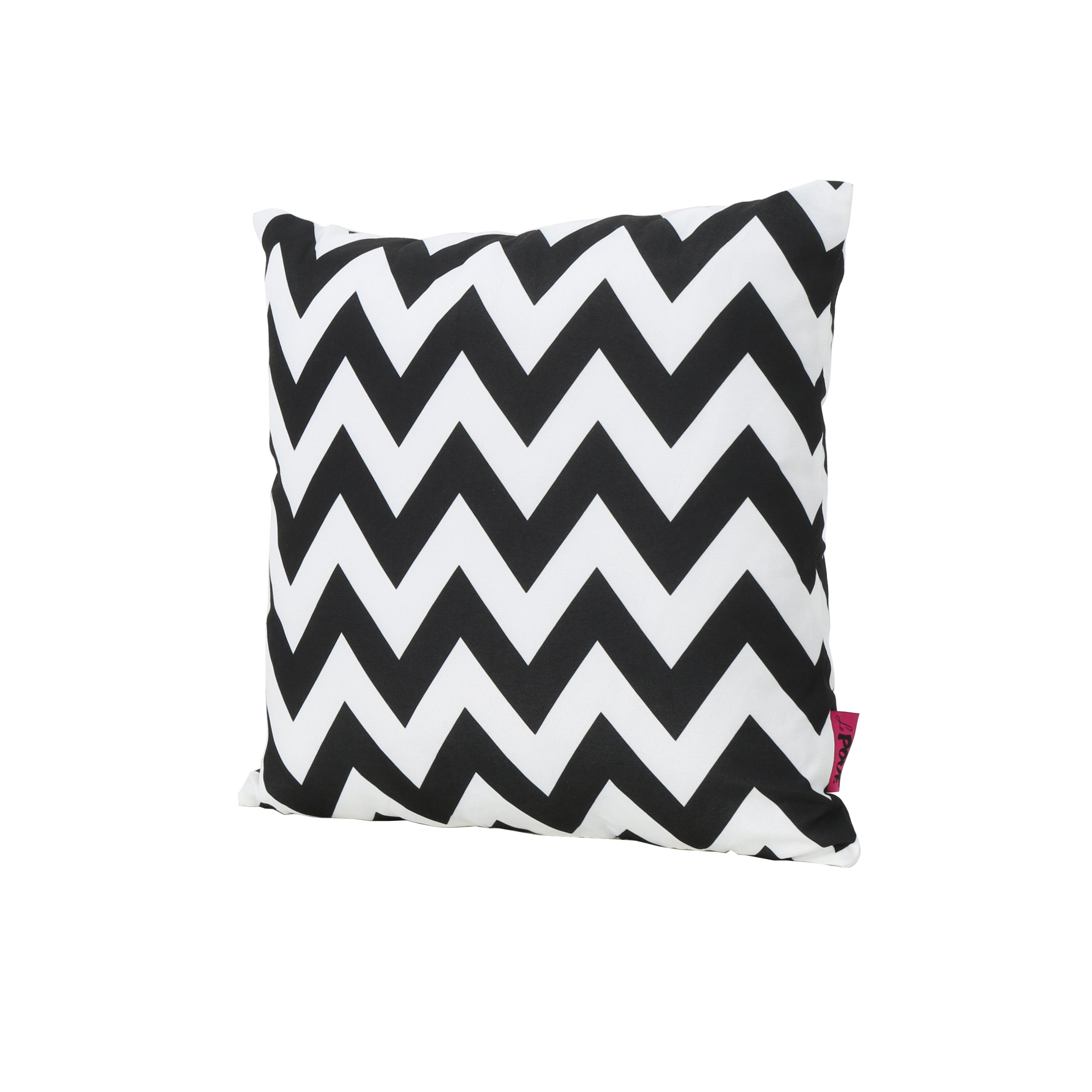 Ernest Indoor Black and White Zig Zag Striped Water Resistant Throw Pillow