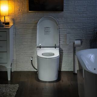 WOODBRIDGE Intelligent 1.0 GPF 1.6 GPF Elongated Toilet in White with Foot Sensor Function Auto Open and Auto Close HT0070