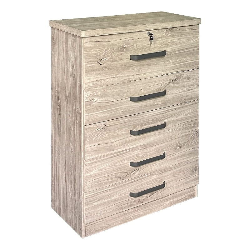 Better Home Products Xia 5 Drawer Chest of Drawers in Gray Oak