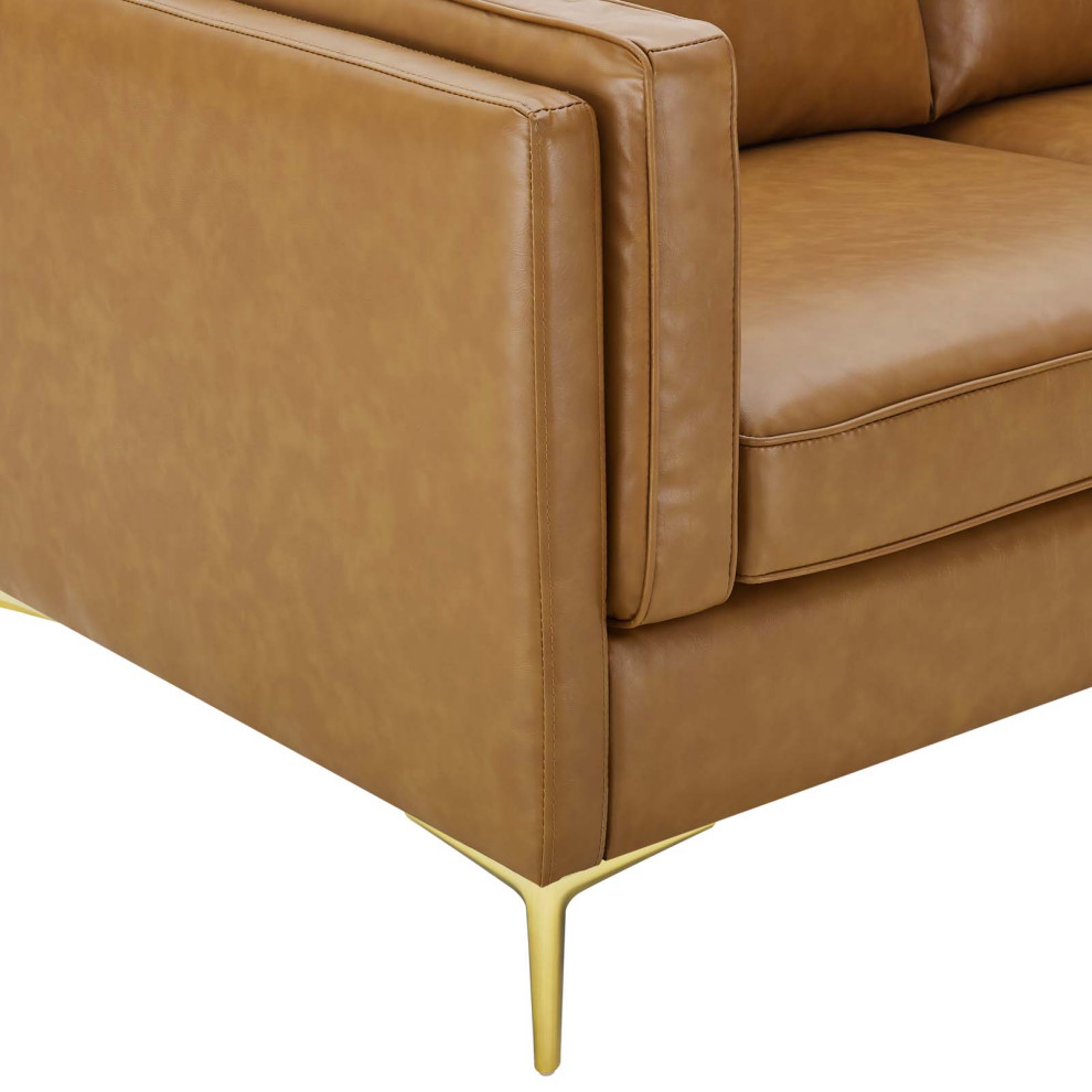 Kaiya Vegan Leather Sofa  Tan   Contemporary   Sofas   by Homesquare  Houzz