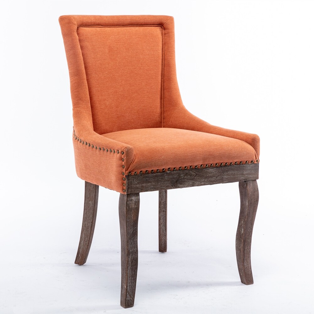 Thickened Fabric Dining Chair with Neutrally Toned Solid Wood Legs