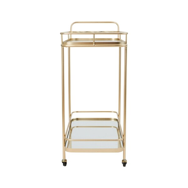 2-Tier Mirrored Metal Bar Cart with Casters - 31.5