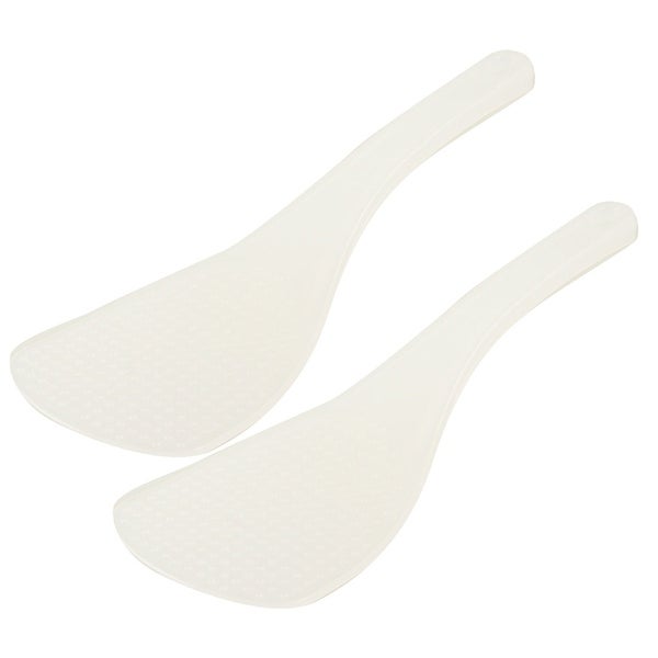 2 Pcs Rice Paddle Plastic Rice Sushi Scoop Spoon Ladle White