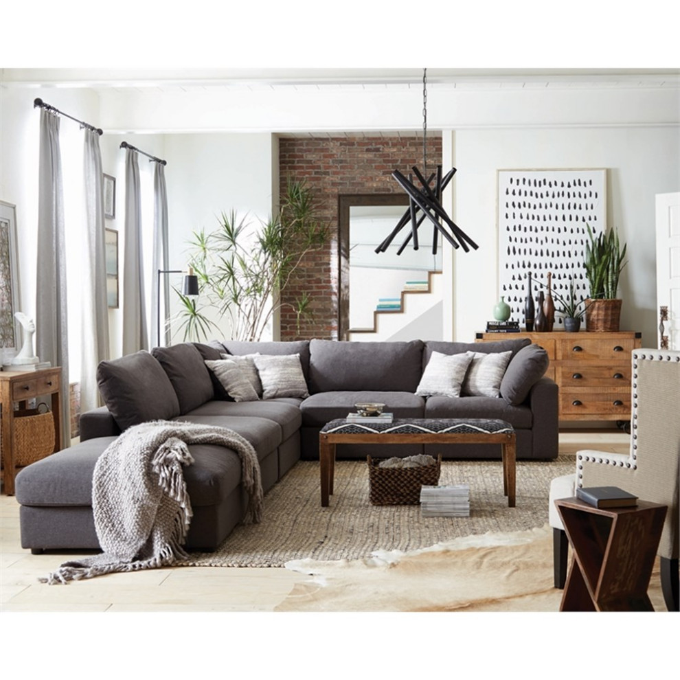 Coaster Serene 6 Piece Modern Fabric Upholstered Sectional in Gray   Transitional   Sectional Sofas   by Homesquare  Houzz