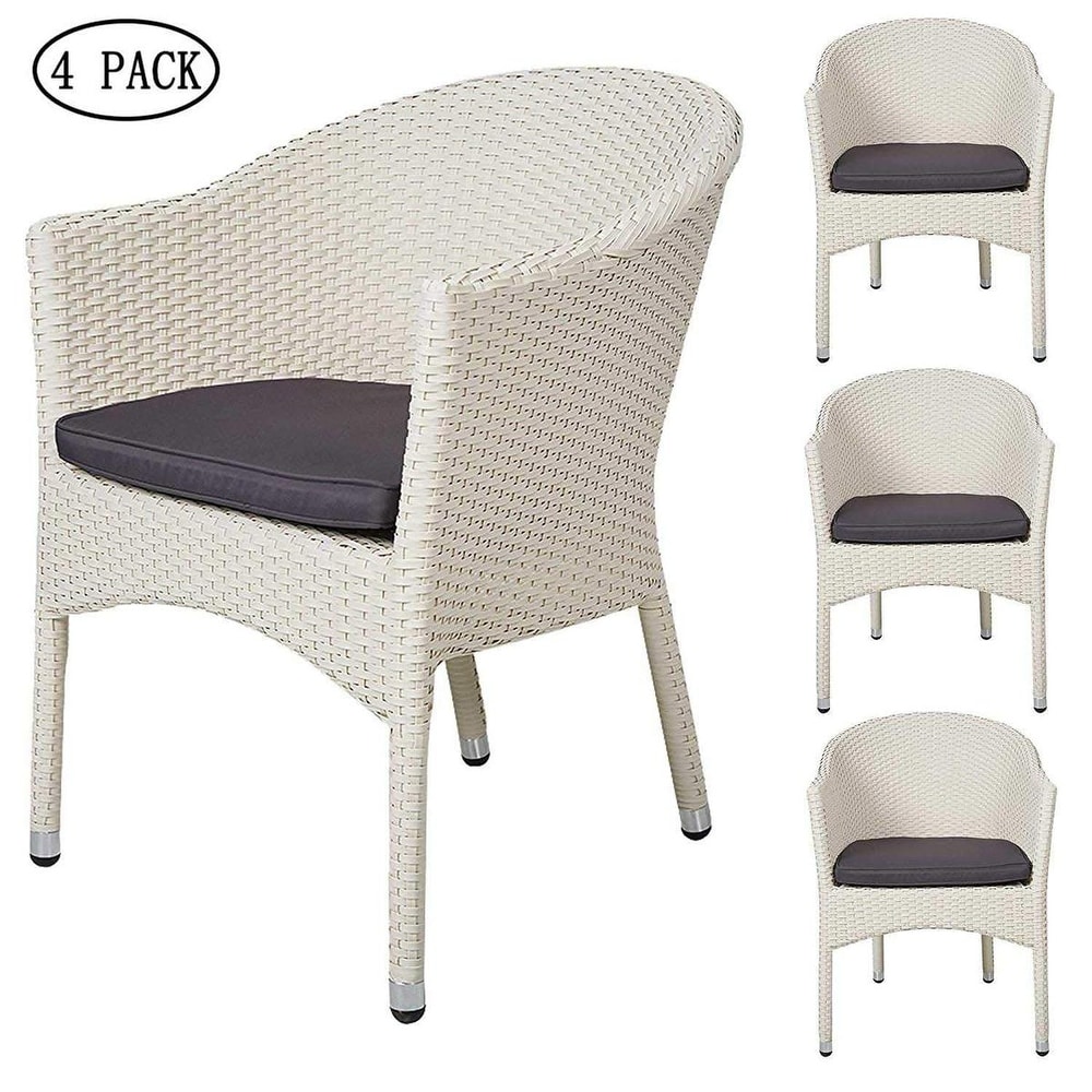 Outdoor Dining Rattan Chairs Patio Garden with Seat Cushions   30.2\