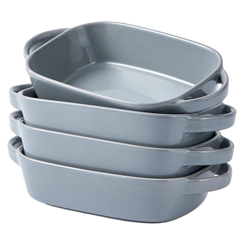 9x5 Inch Grey Baking Pans Set Of 4， Ceramic Baking Dish Pie and Tart Lasagna Pans