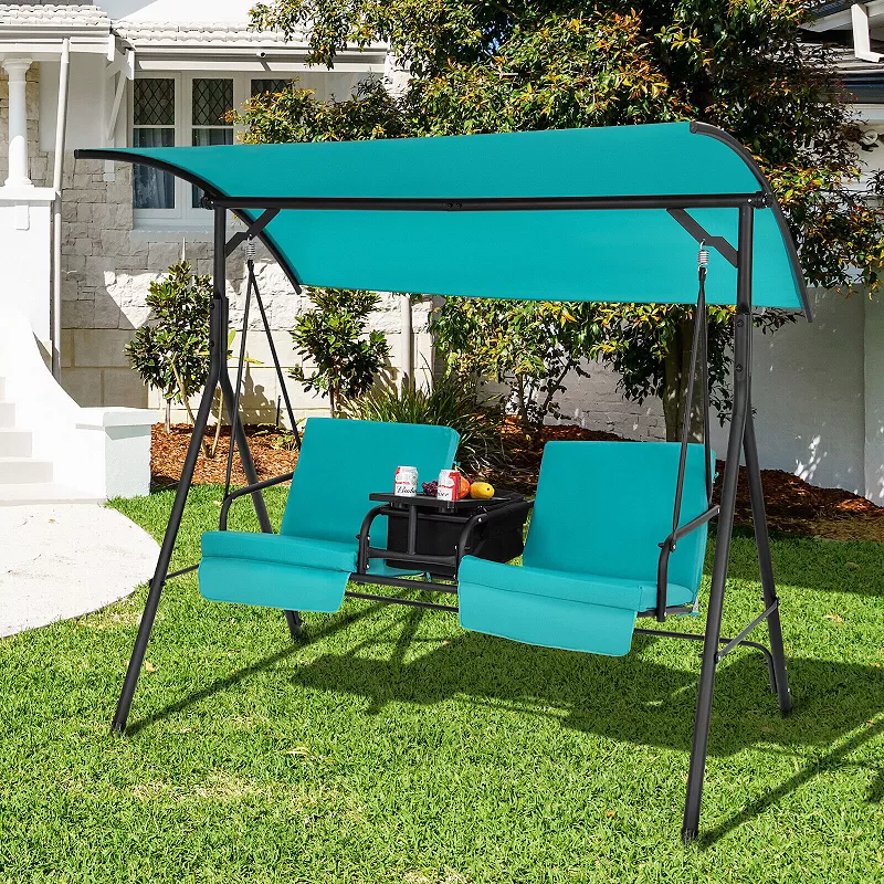 Porch Swing Chair With Adjustable Canopy