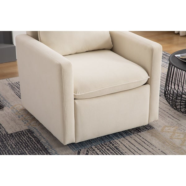 Swivel Round Accent Chair Sofa 360 Degree Swivel Barrel Club Chair and Living Room Soft Lamb Wool Arm Chairs， Beige