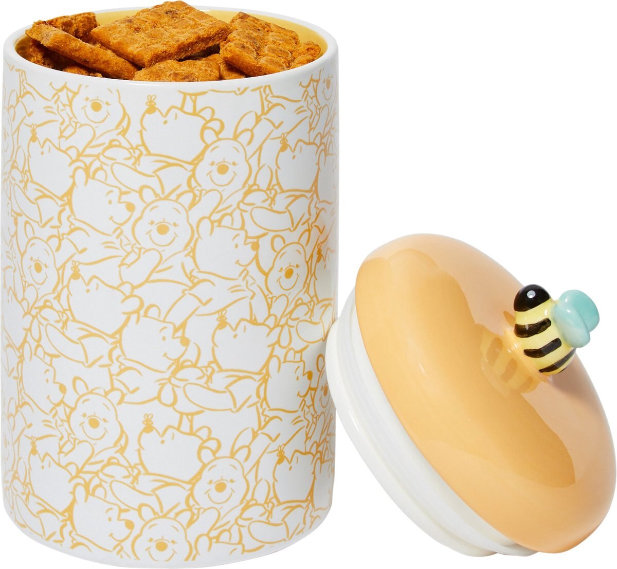 Disney Winnie the Pooh Yellow Ceramic Dog and Cat Treat Jar