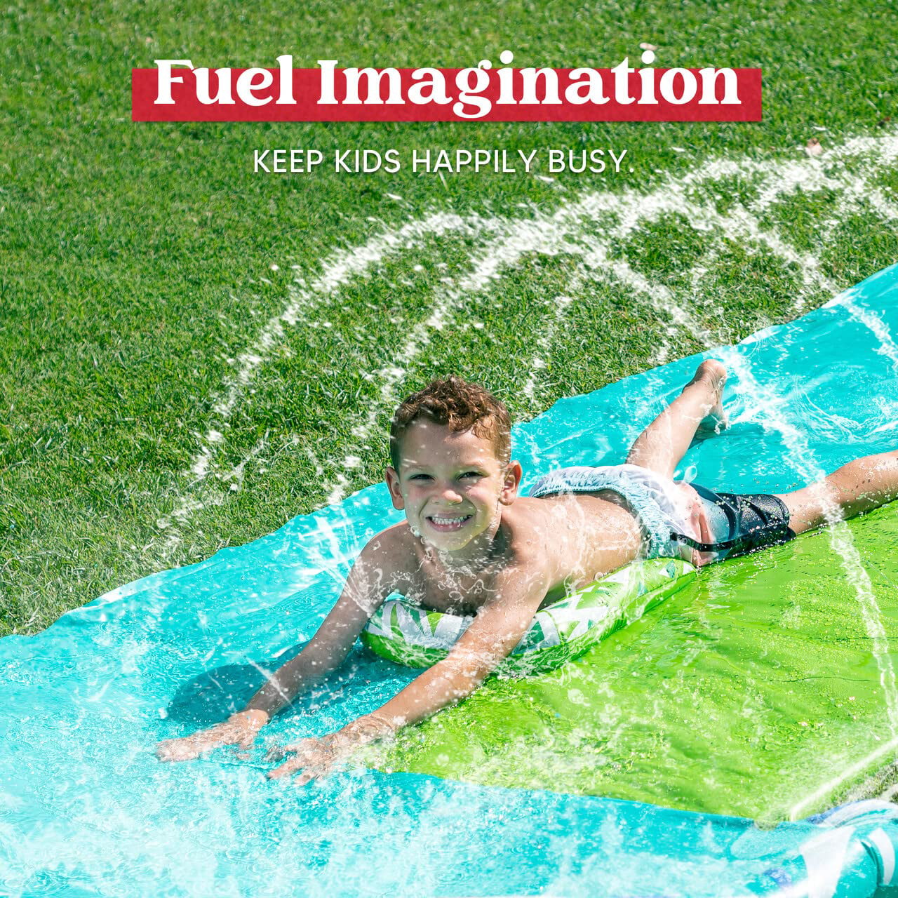 20ft x 62in Water Slip Water Slide with 2 pcs Bodyboards, Summer Toy with Build in Sprinkler for Backyard and Outdoor Water Toys Play