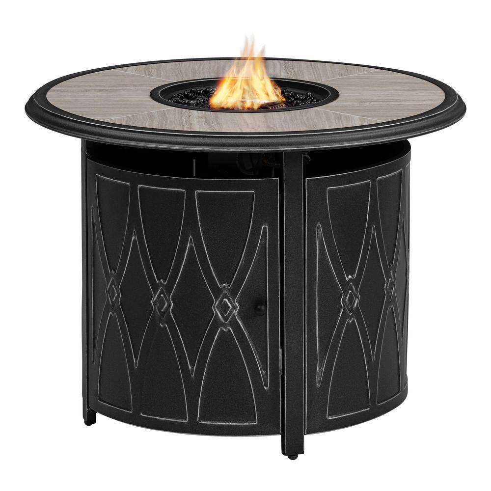 Home Decorators Collection Kendrick 35.04 in. x 25.20 in. Steel Round Propane Gas Firepit FHTS80284