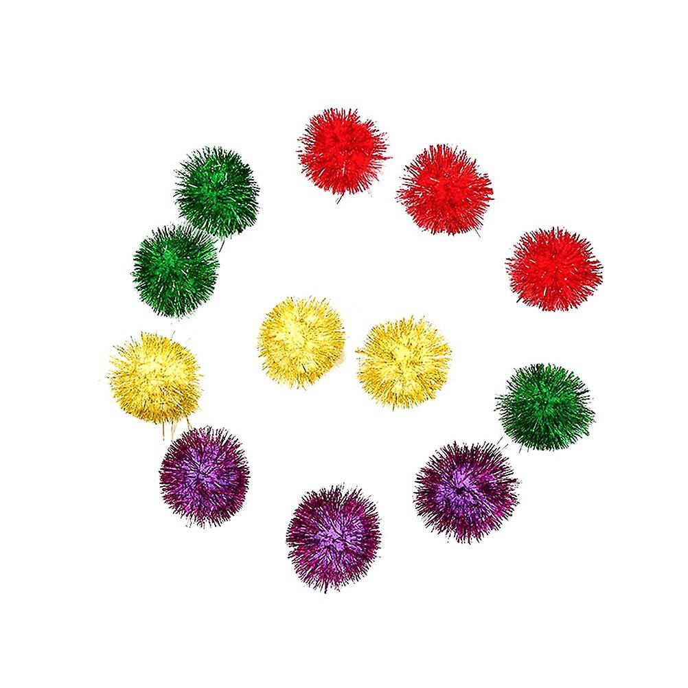 12pcs Glitter Wrapped Toy Balls Colorful Funny Pet Cat Kitten Toy Balls (random Color)