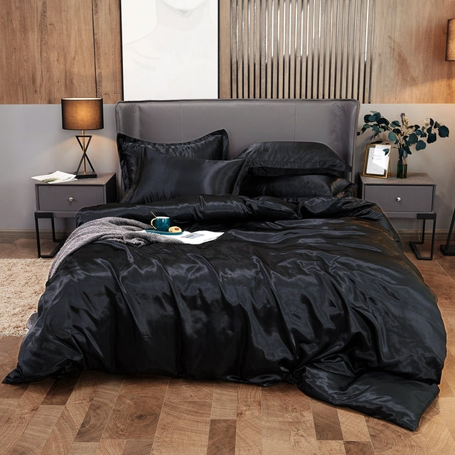 Bedding Set Solid Color Luxury Bedding Kit Rayon Satin Duvet Cover Set Twin Queen King Size Bed Set 2pcs/3pcs/4pcs - Bedding Set