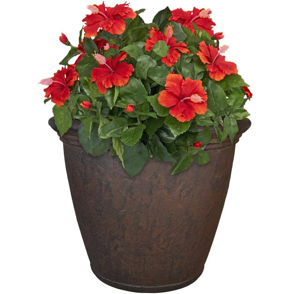 Sunnydaze 24 in. Rust Anjelica Resin Outdoor Flower Pot Planter Single DG-844