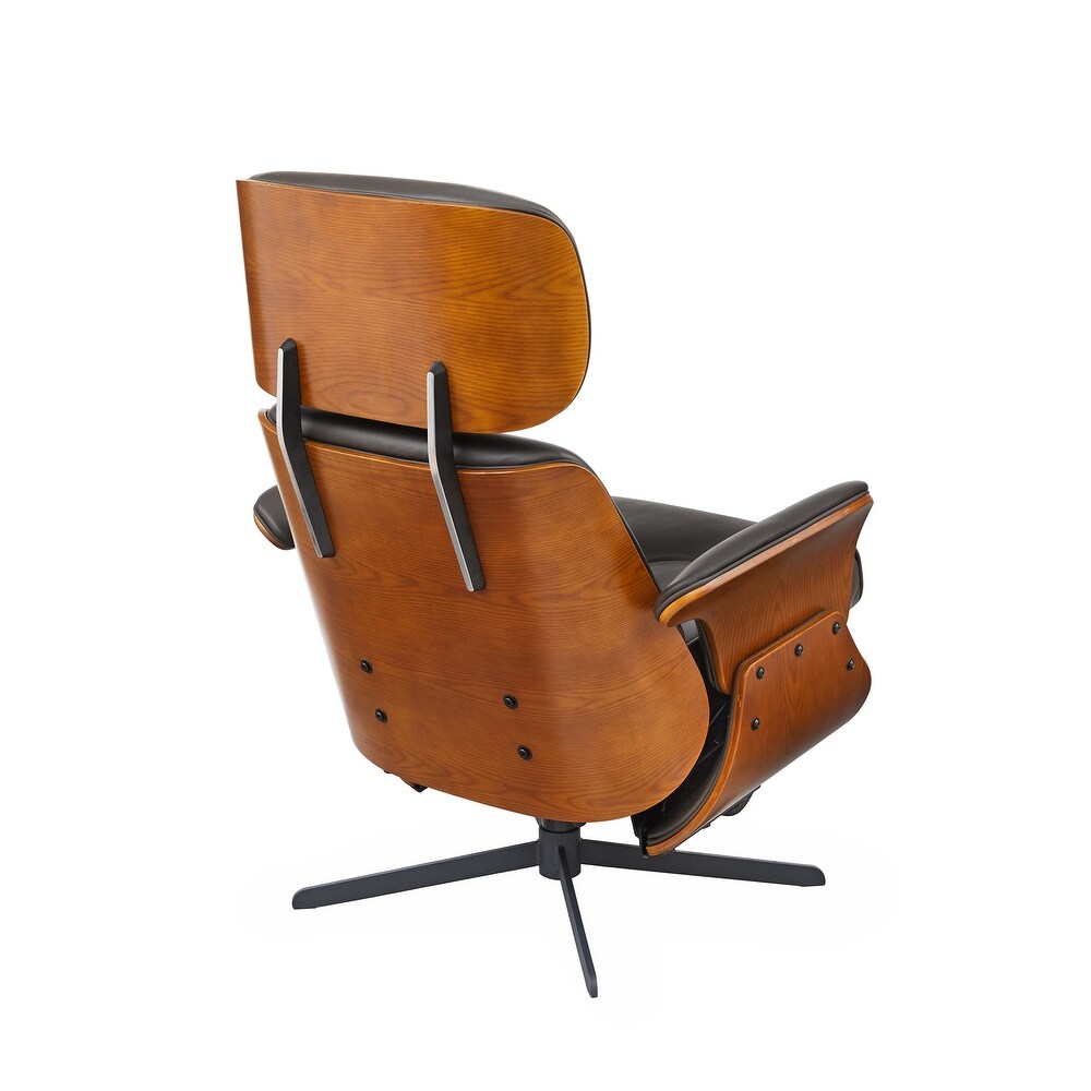 Art Leon Mid century Modern Genuine Leather Lounge Chair Recliner