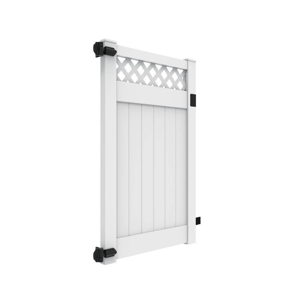 Barrette Outdoor Living Anderson 4 ft. x 6 ft. White Vinyl Lattice Top Fence Gate 73040112