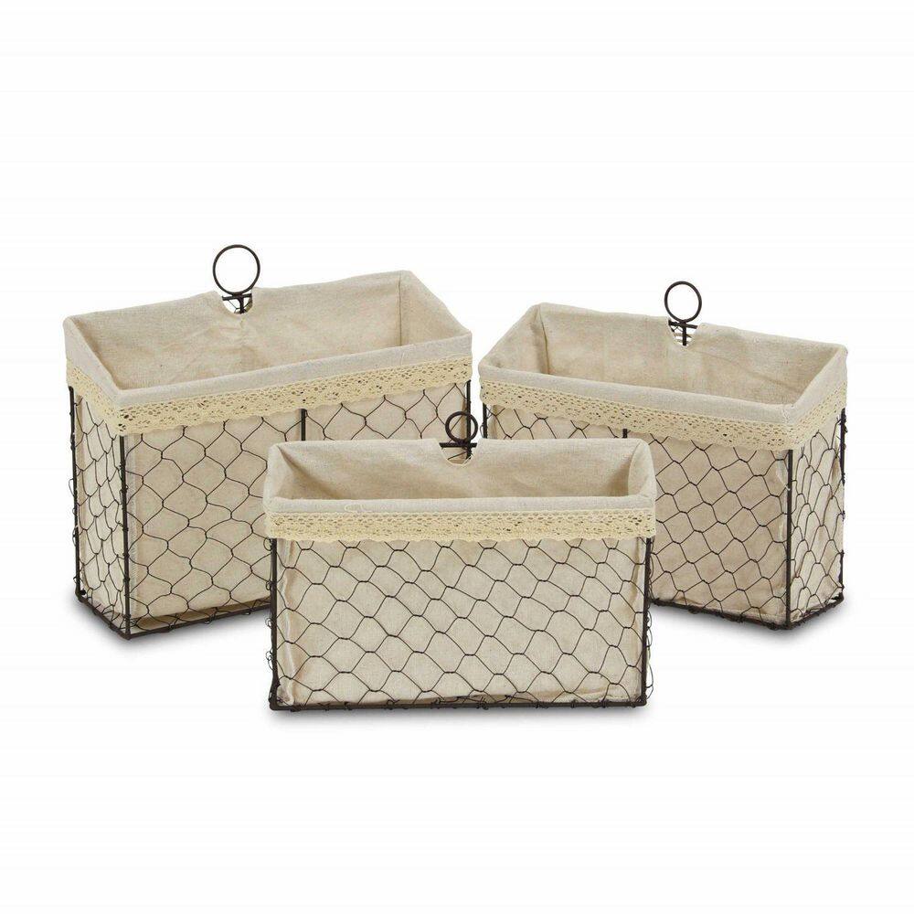 HomeRoots Victoria 9.5 in. H x 12.5 in. W x 4.5 in. H Brown Metal Cube Storage Bin 3-Pack 2000379863