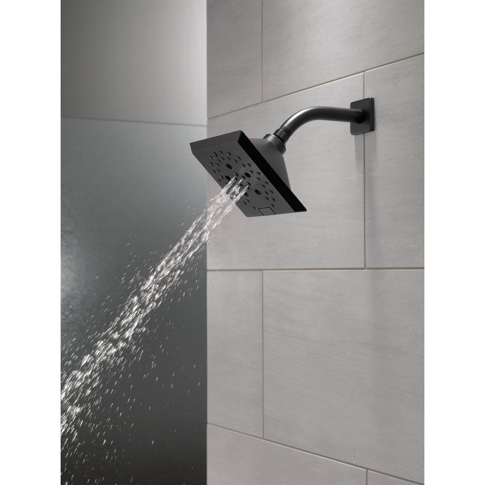 Delta Pivotal 5-Spray Patterns 1.75 GPM 5.81 in. Wall Mount Fixed Shower Head with H2Okinetic in Matte Black 52664-BL