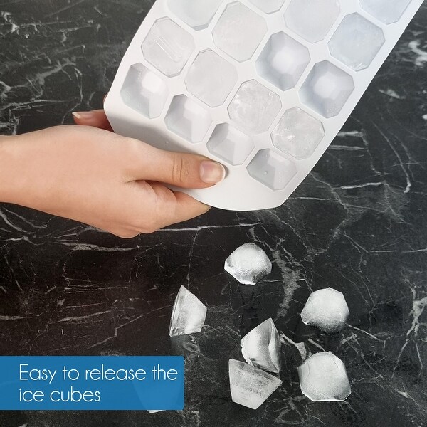 3 pcs Diamond Ice Cube Molds， Large Ice Cube Trays For Cocktails， Whiskey Ice Cubes Mold， Easy Release Flexible Ice Trays