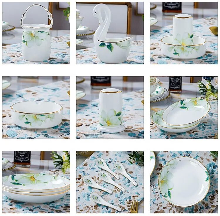 58pcs deluxe ceramic tableware set