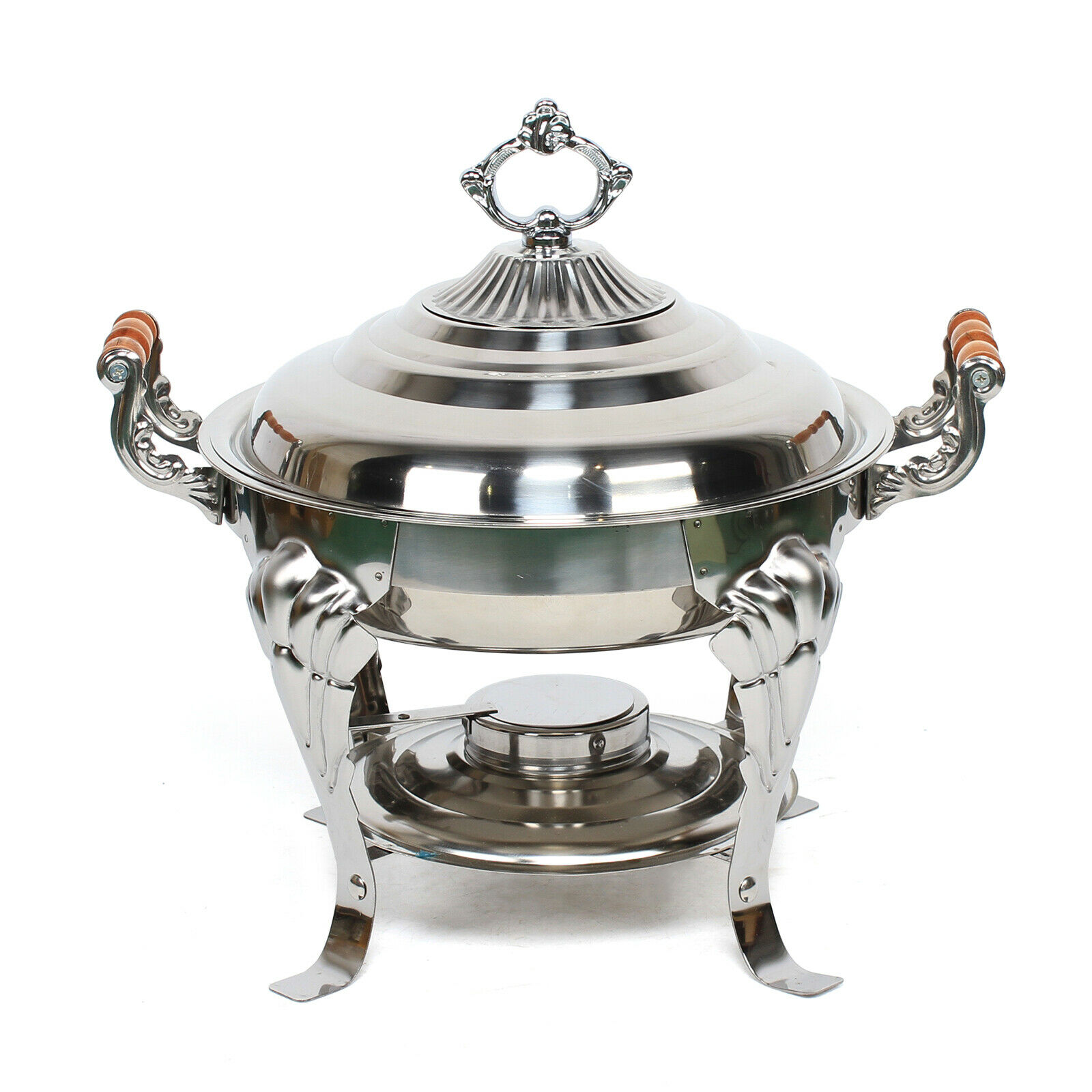 Oukaning Chafing Dish Stainless Steel Buffet Catering Tray Chafer Food Warmer Container Silver Rotate 30cm