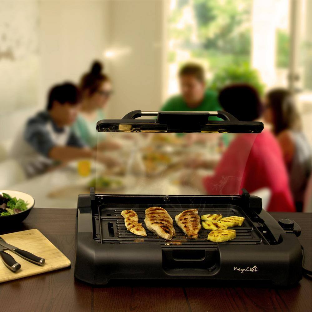 MegaChef Reversible Indoor Grill and Griddle with Removable Glass Lid 985117365M