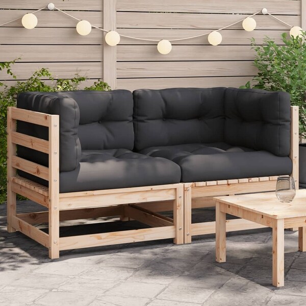 vidaXL Patio Furniture with Cushions Outdoor Sectional Seating Solid Wood Pine