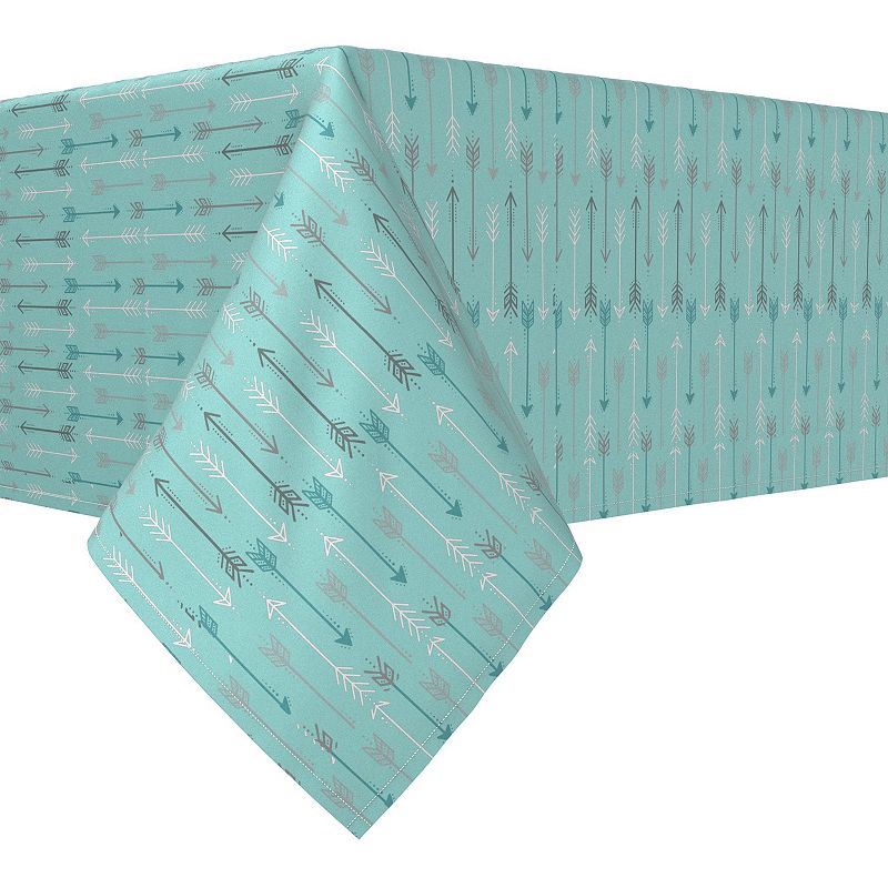 Rectangular Tablecloth， 100% Cotton， 52x104， Arrows on Teal Background