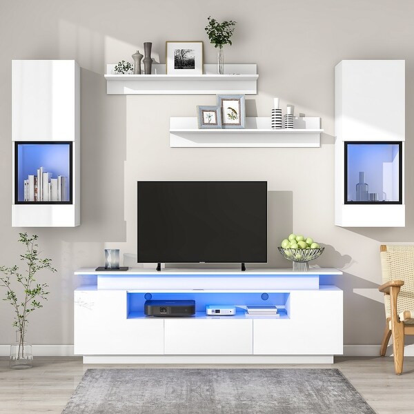 5Pcs Wall Mount Floating TV Stand Entertainment Center up to 75