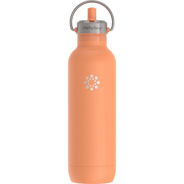 Lifefactory 24oz Stainless Steel Sport Bottle With Straw Cap Apricot