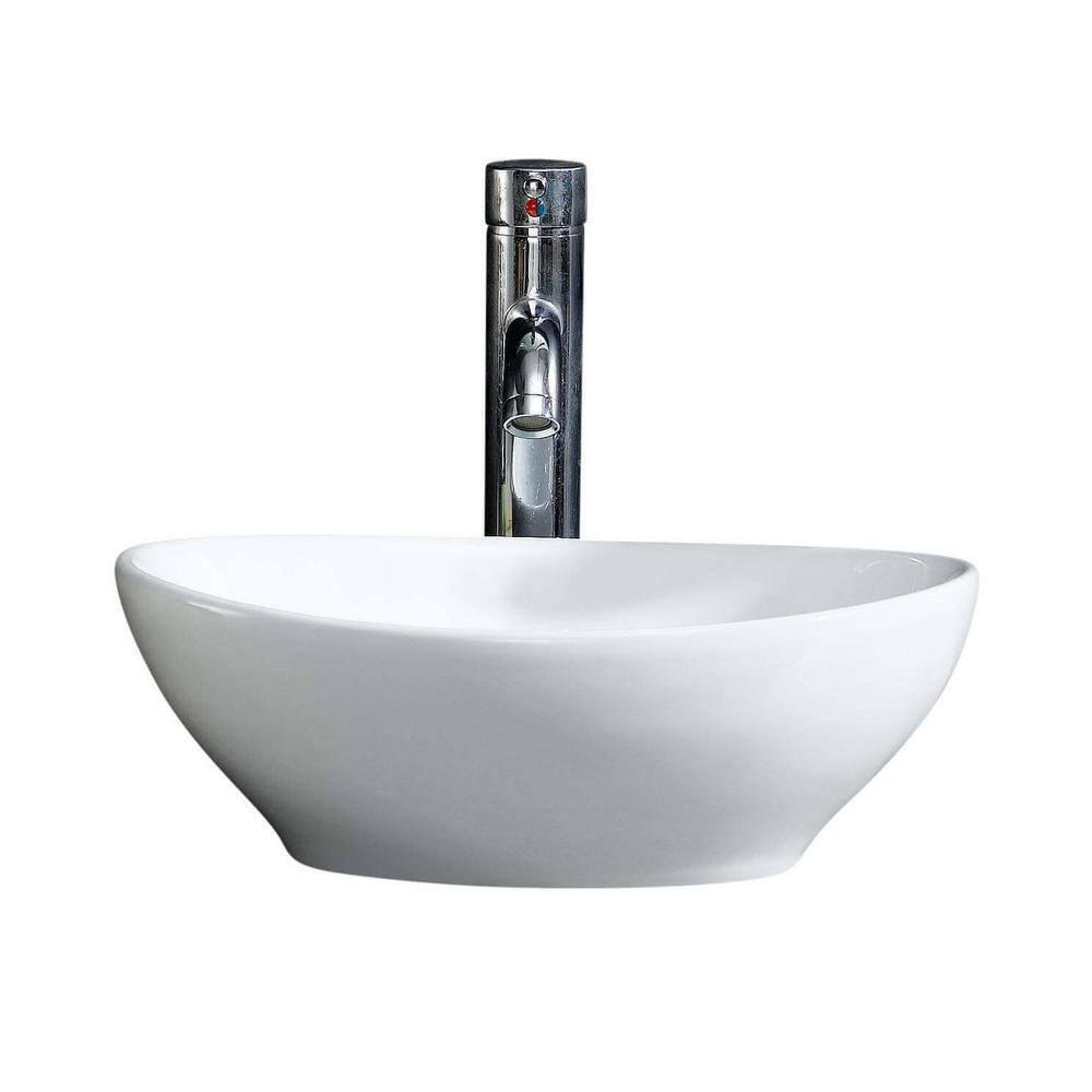 FINE FIXTURES Modern White Vitreous China Oval Vessel Sink MV1613RW