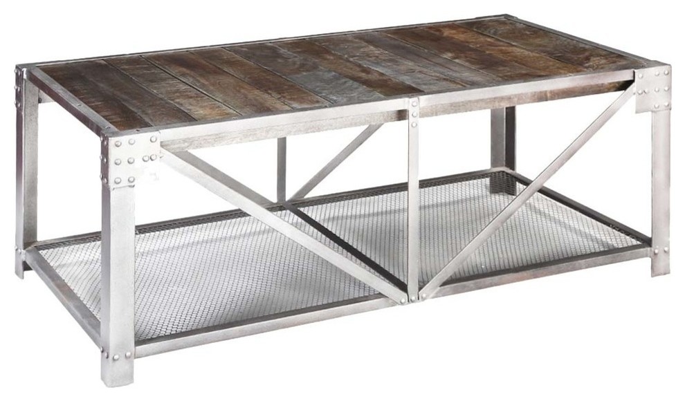 Windsor Mango Wood Industrial Accent Coffee Table with Iron Legs   Industrial   Coffee Tables   by Sierra Living Concepts Inc  Houzz