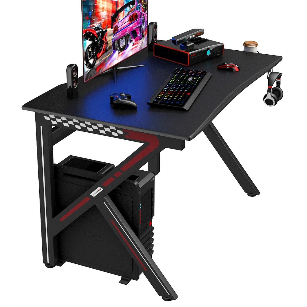 Costway Gaming Desk Gamers Computer Table E Sports K Shaped W/ Cup