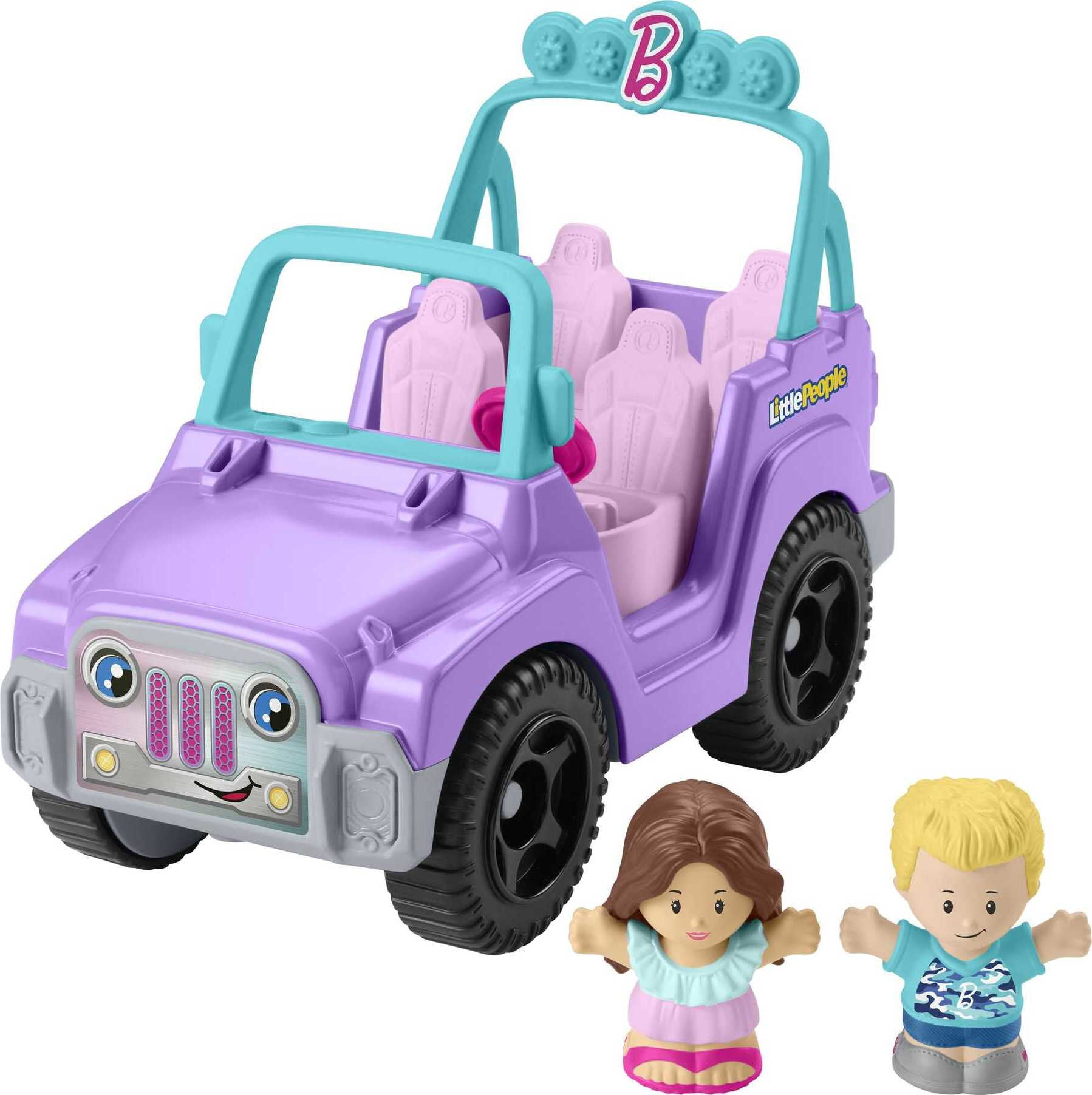 Fisher-Price Little People Barbie Toy Car with Music Sounds and 2 Figures， Beach Cruiser， Toddler Toys