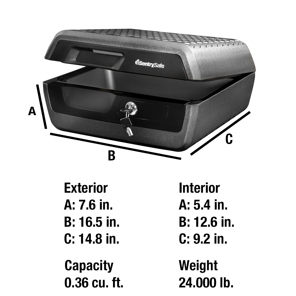 SentrySafe CHW30200 Fire-Resistant and Water-Resistant Box Safe with Tubular Key Lock， 0.36 cu. ft.