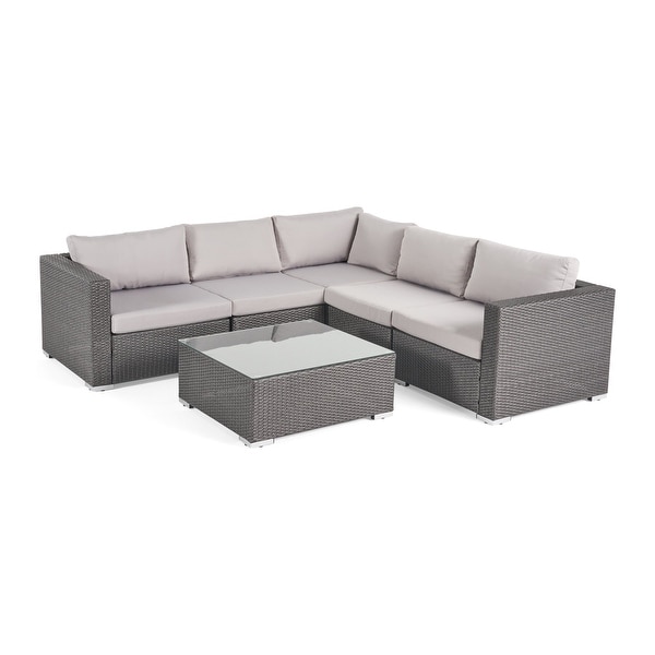 Santa Rosa Outdoor 6piece Wicker Seating Sectional Set with Cushions by Christopher Knight Home