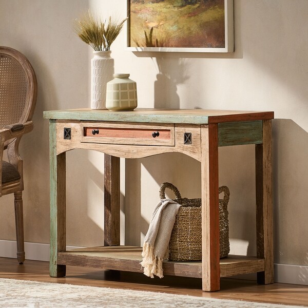 Meader Mango Wood Handmade Distressed Console Table by Christopher Knight Home