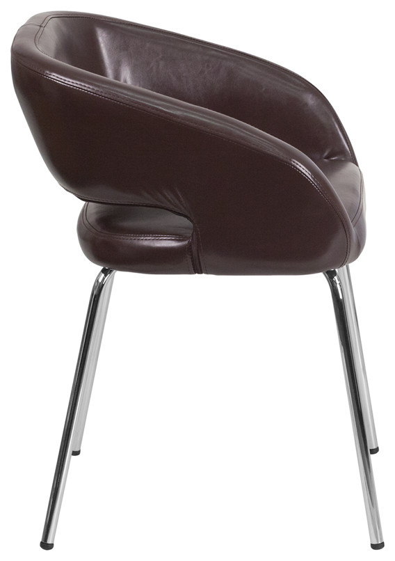 Fusion Series Contemporary Brown Leather Side Reception Chair   Midcentury   Armchairs And Accent Chairs   by ShopFreely  Houzz