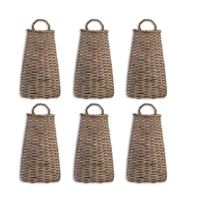 Nuetral Brown Woven Willow Wall Basket (set Of 6)