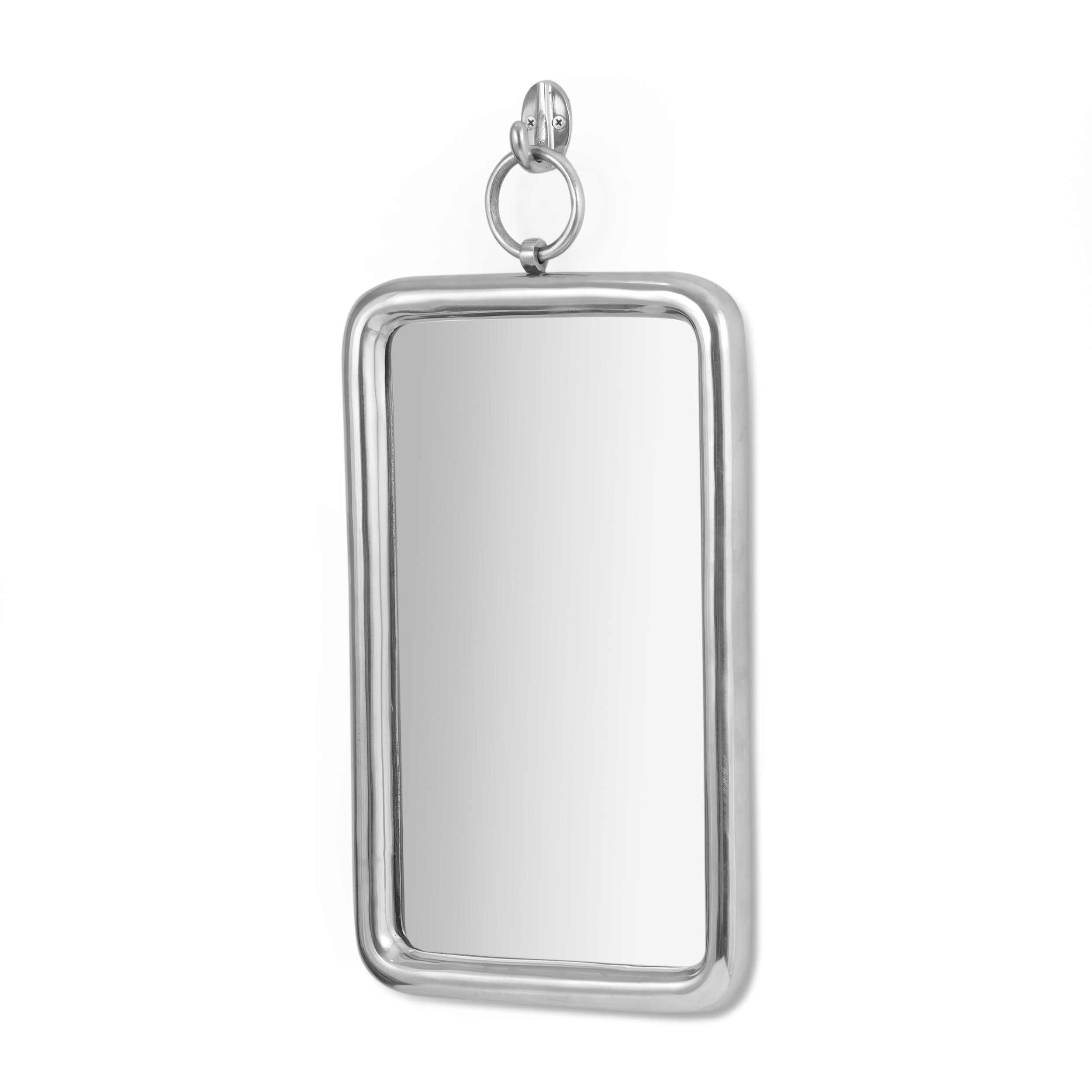 Gareth Modern Handcrafted Rectangular Aluminum Wall Mirror, Silver