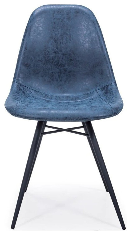 Piero Dining Chair  Dark Blue Vintage Polyurethane Cover   Midcentury   Dining Chairs   by Rustic Home Furniture Deco  Houzz