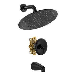 LORDEAR Single-Handle 2-Spray Bath Tub and Shower Faucet in Black Valve Included H-SLF16008-B