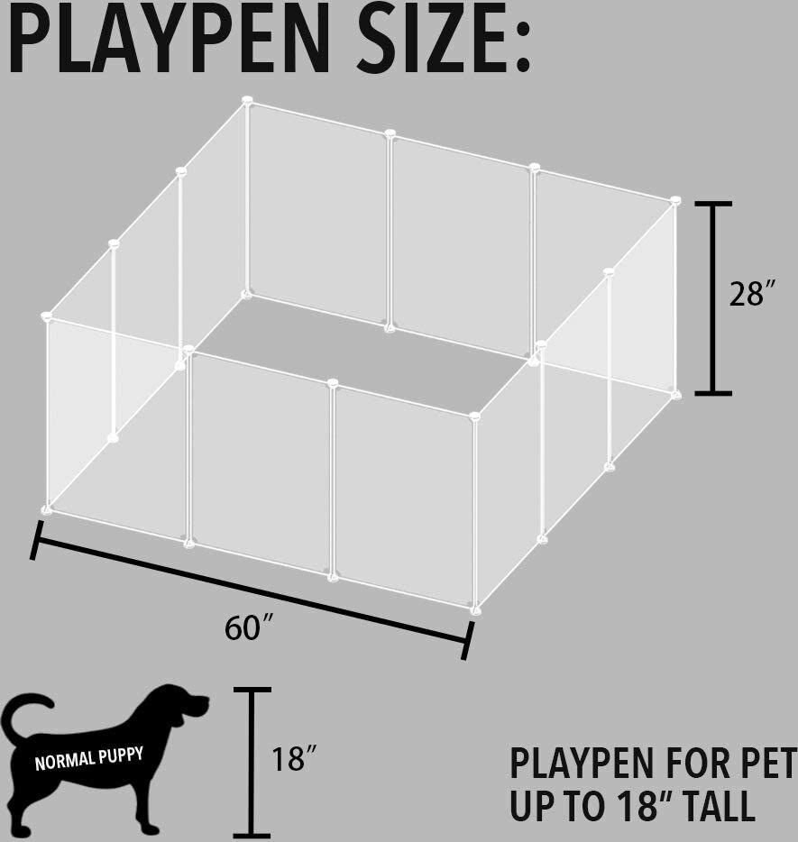 Allisandro 12 Grid Panel DIY Transparent Plastic Exercise Pet Playpen， Clear， Large