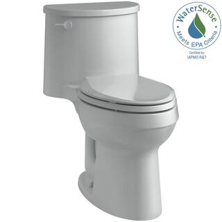 KOHLER Adair Comfort Height 1-Piece 1.28 GPF Single Flush Elongated Toilet with AquaPiston Flush Technology in Ice Grey K-3946-95