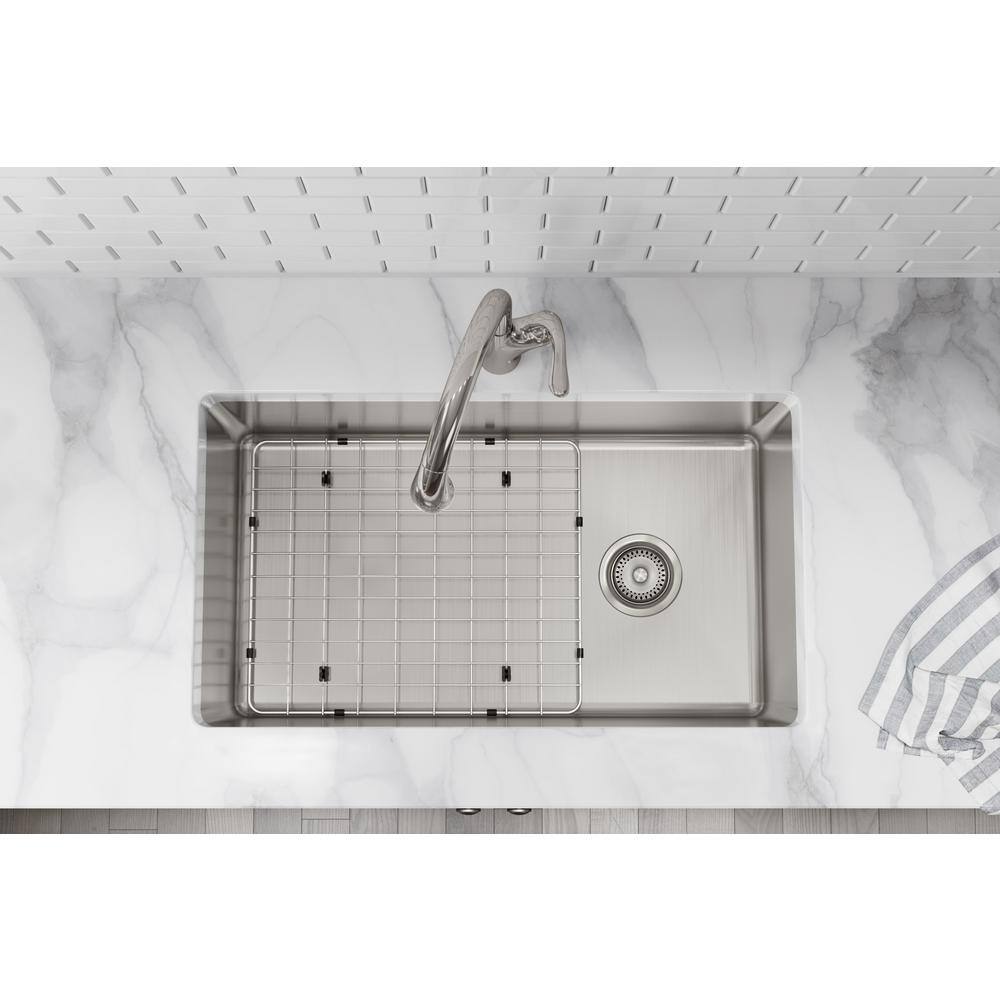 Elkay Avenue Drop-InUndermount Stainless Steel 33 in. Single Bowl Kitchen Sink with Bottom Grid and Drain VBTHD170