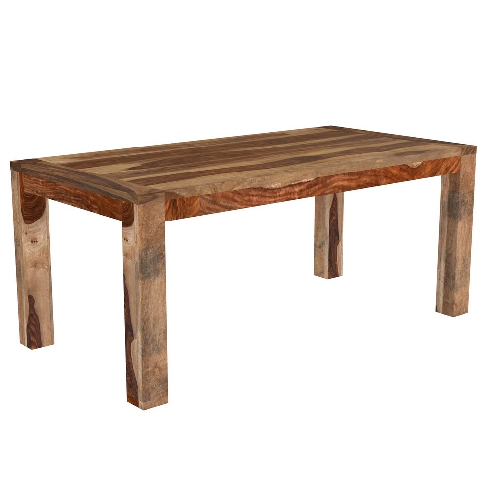 Rustic Modern Solid Wood Rectangular Dining Table in Dark Sheesham